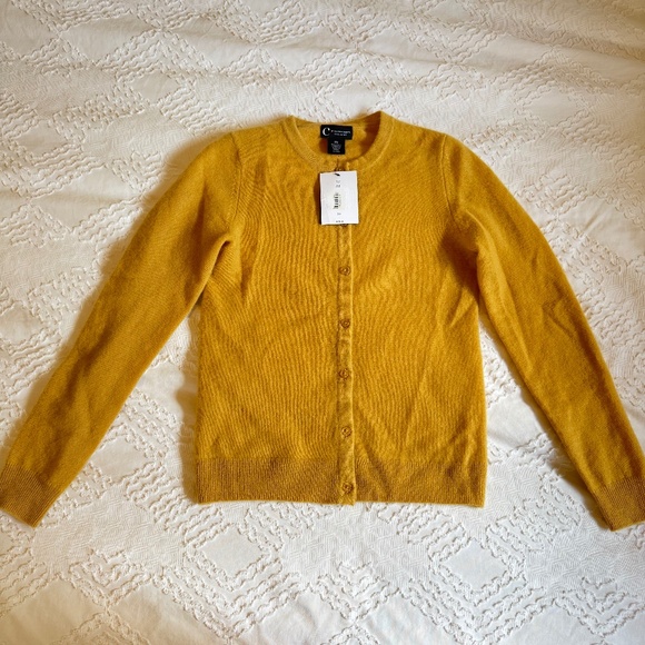 C By Bloomingdales Sweaters - 100% Cashmere Cardigan Sweater Mustard Color XS New with tags